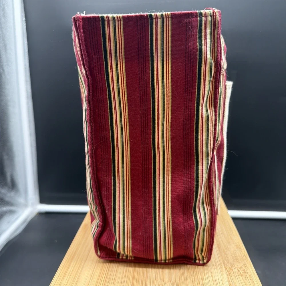 VTG Longaberger Holiday Stripe 2005 Tote Bag 23154166 Christmas Embroidered